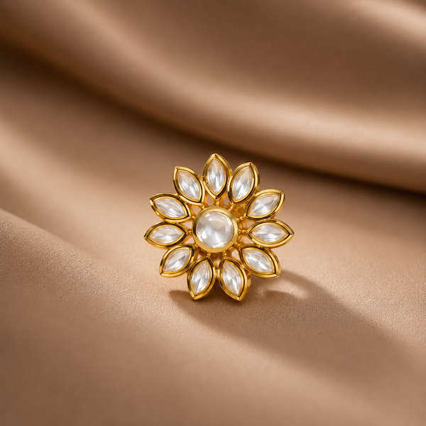 Floral Kundan Statement Ring