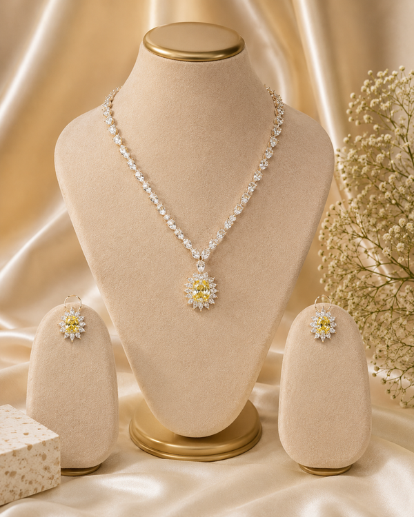 Yellow Crystal Necklace Set