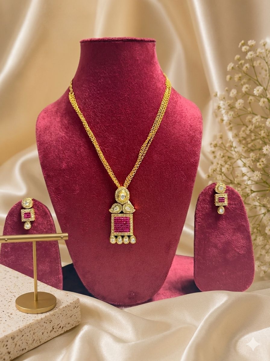 Ruby Pendant Jewelry Set