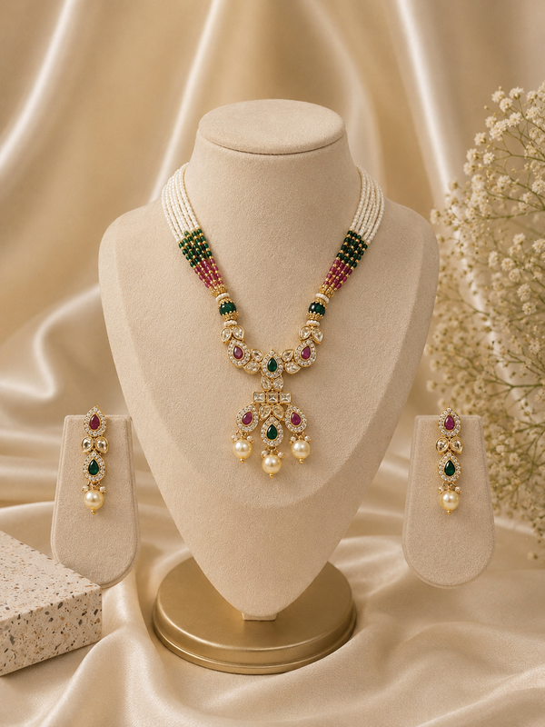 Pearl Kundan Necklace Set