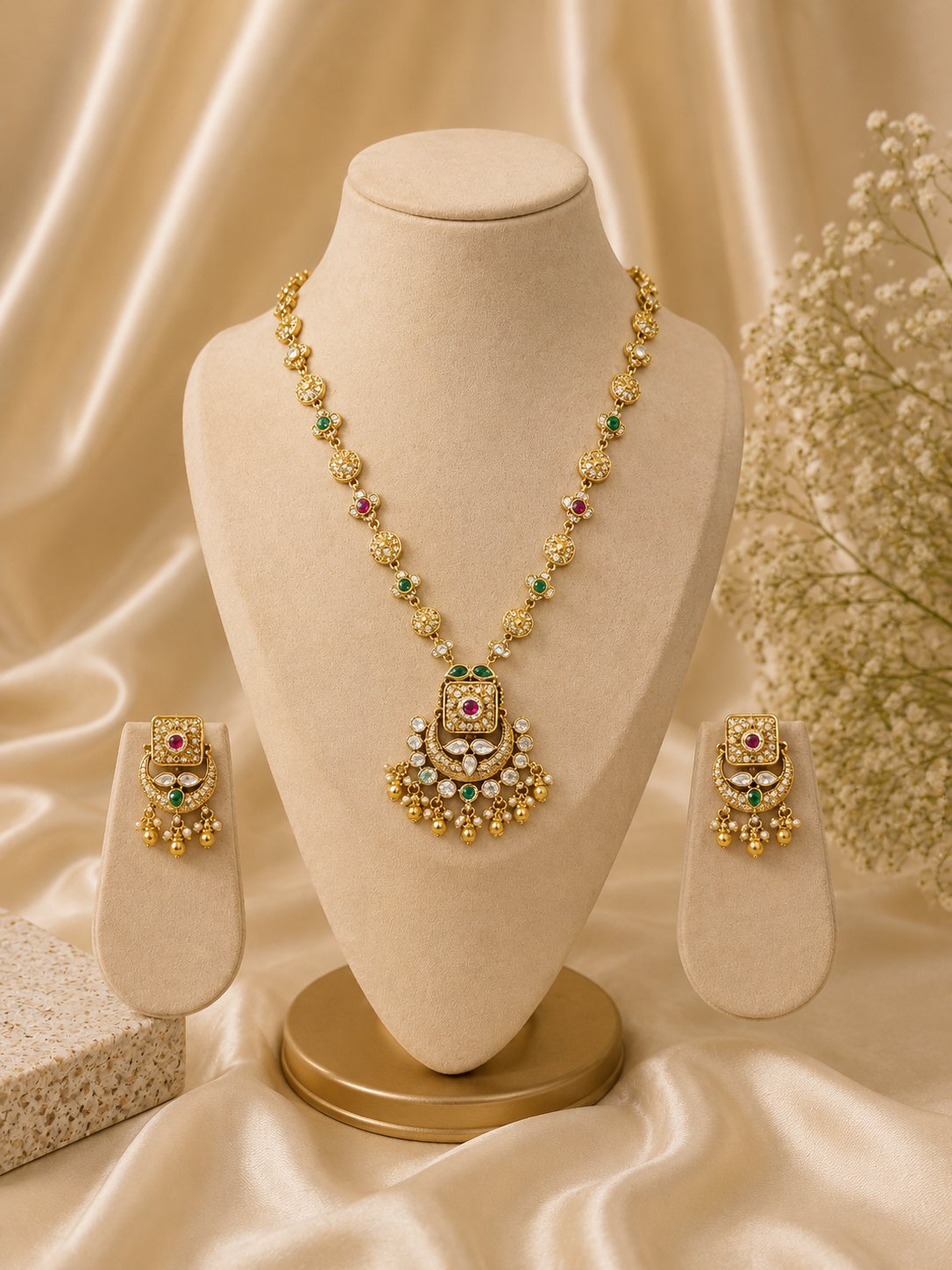 Luxury Green Kundan Set