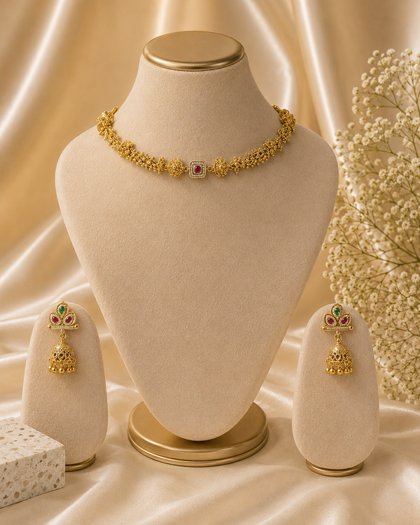 Royal Ruby Gold Choker Set