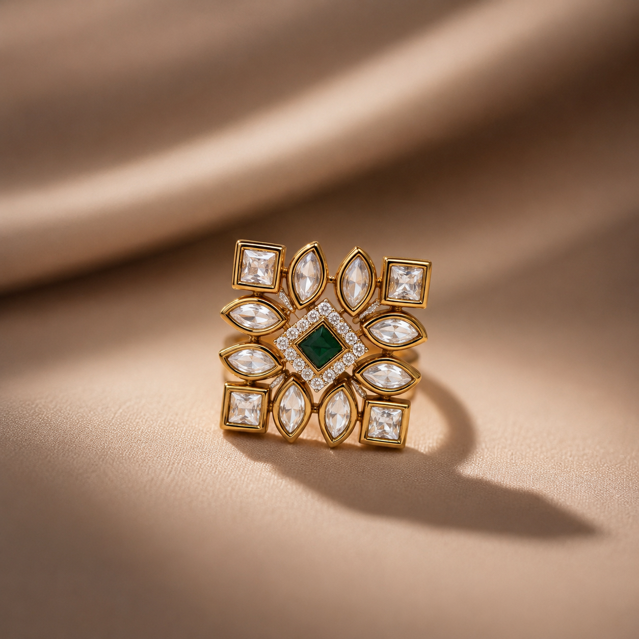 Square Kundan Ring