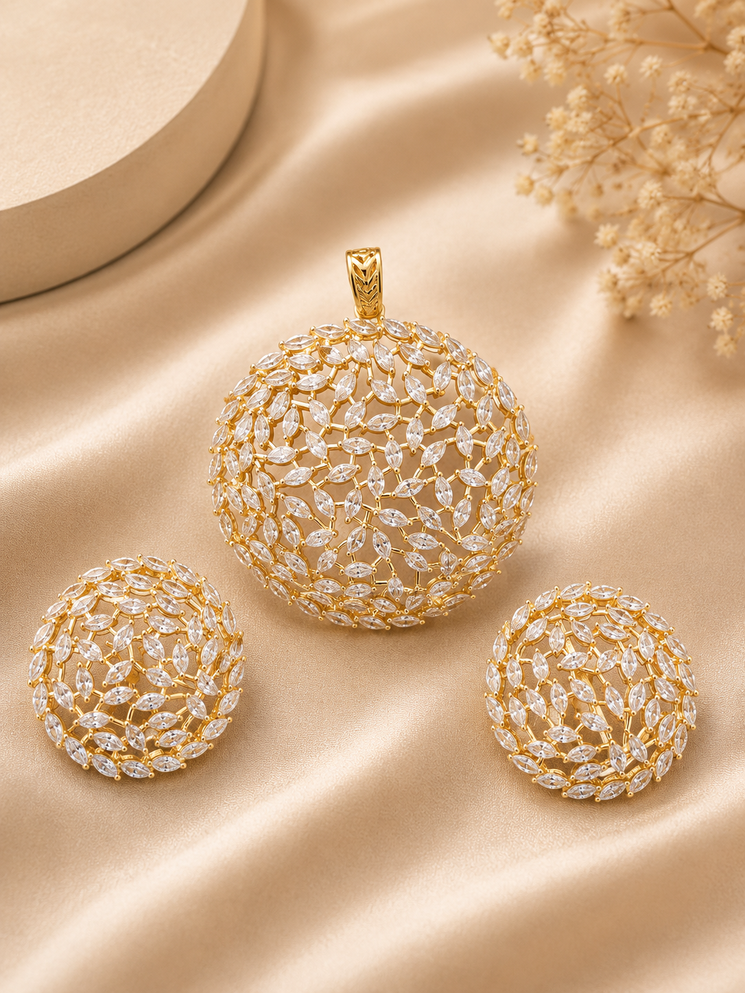 Crystal Lattice Sphere Pendant Set