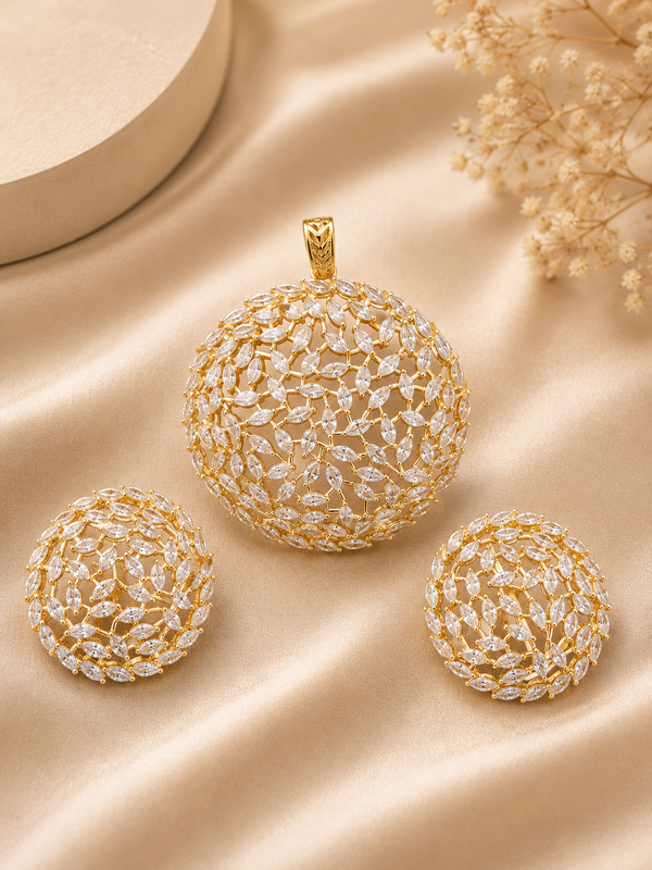 Crystal Lattice Sphere Pendant Set