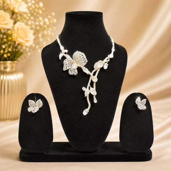Crystal Leaf Glamour Necklace Set