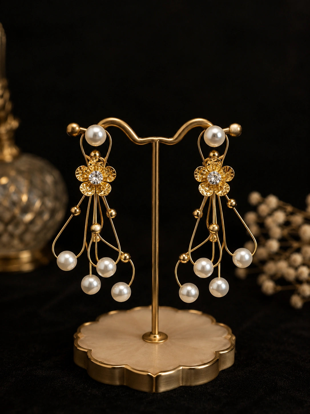 Daisy Pearl Drop Earrings