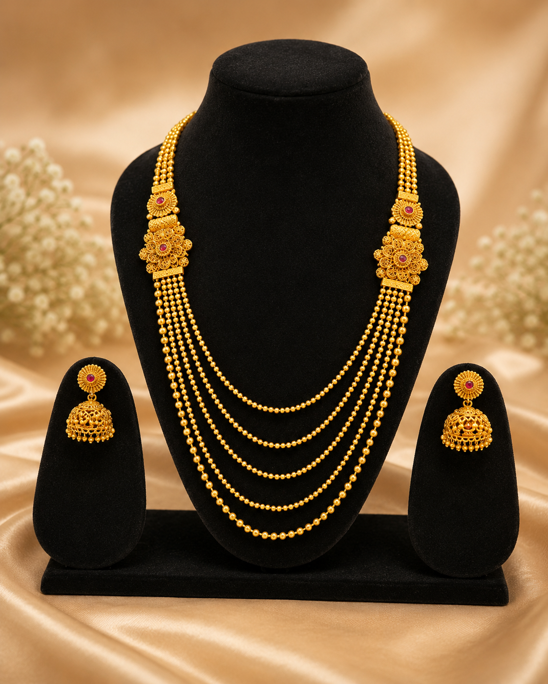 Heritage Ruby Bead Necklace Set