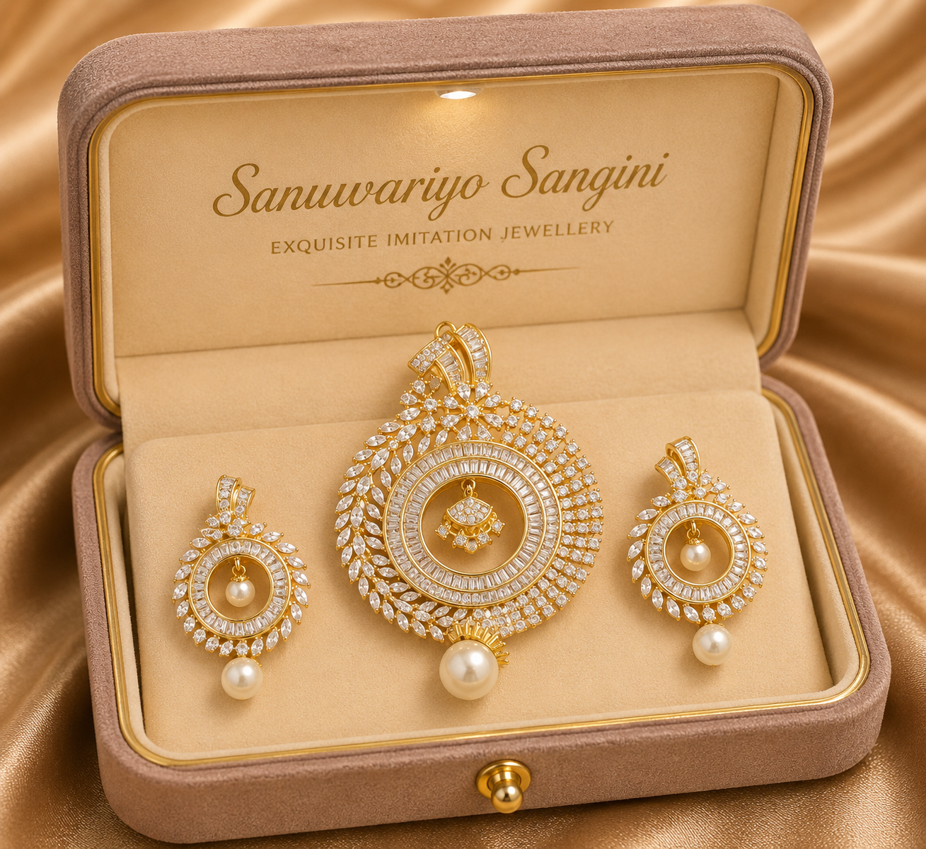 Maharani Pearl Halo Pendant Set