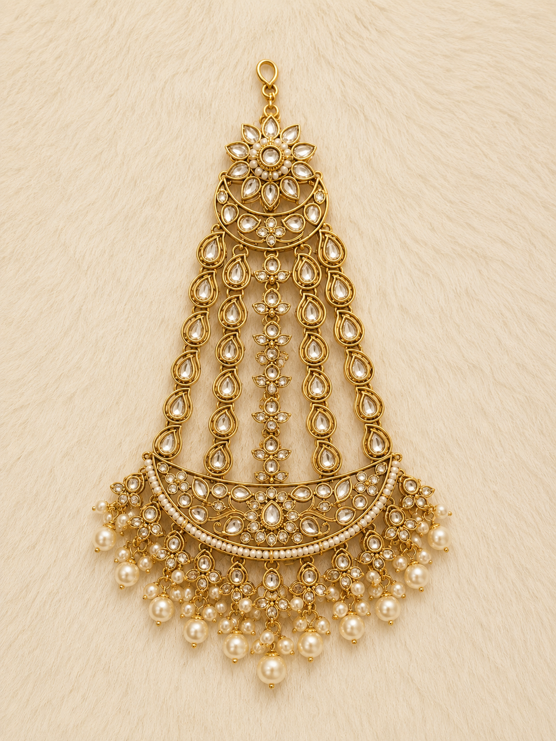 Rajsi Pearl Polki Maang Tikka