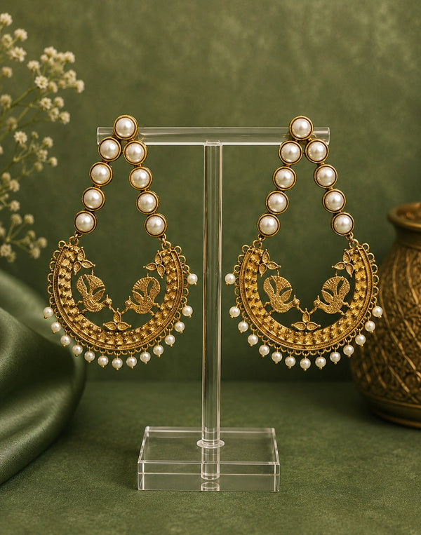 Mayurika Pearl Hoop Chandbali Earrings
