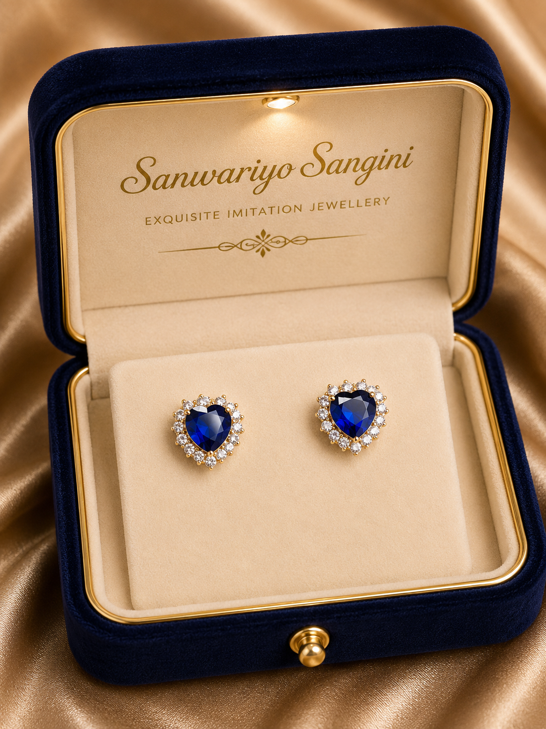 Midnight Sapphire Heart Earrings