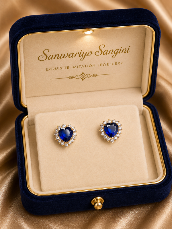 Midnight Sapphire Heart Earrings