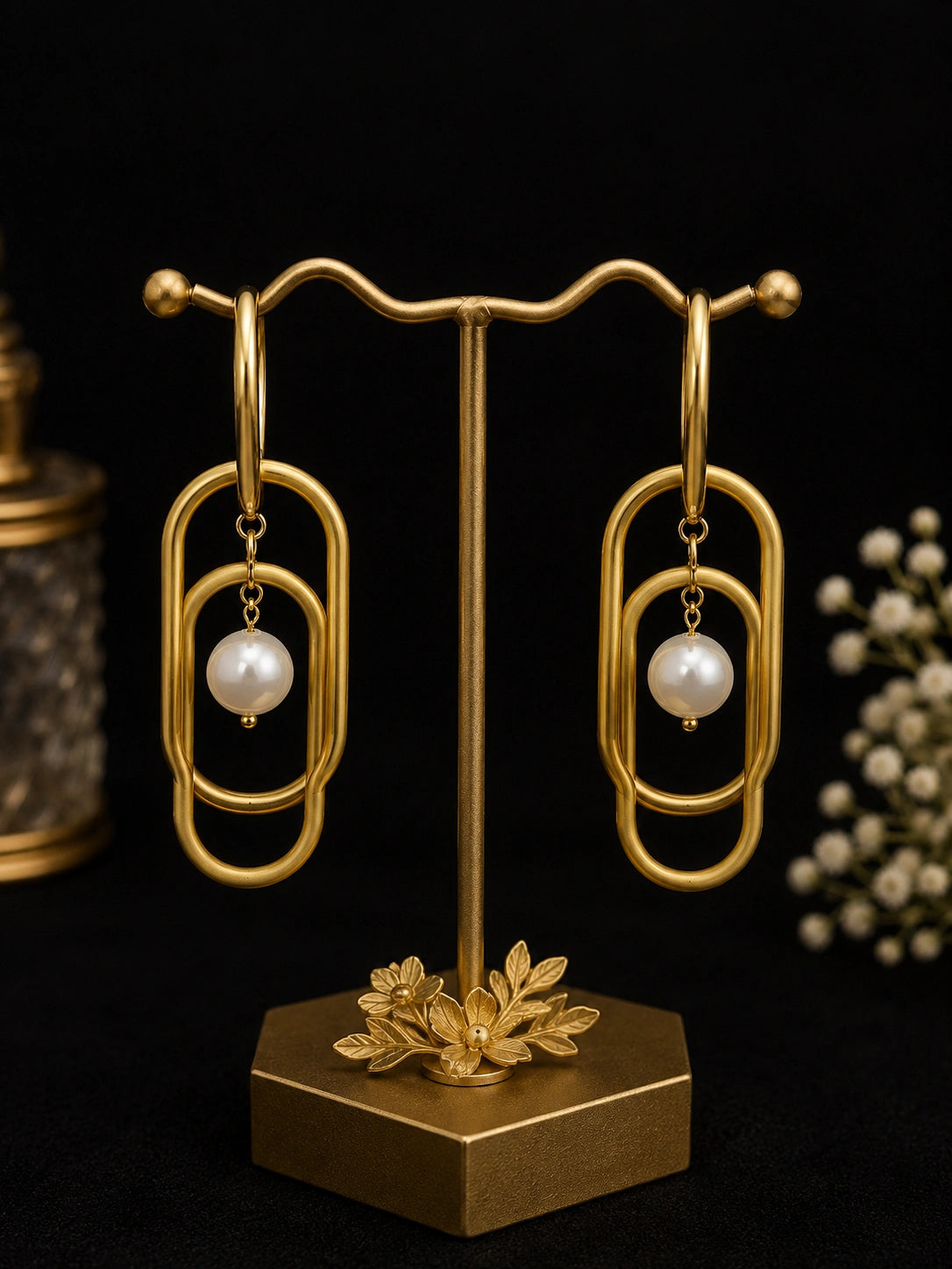 Pearl Orbit Hoop Earrings