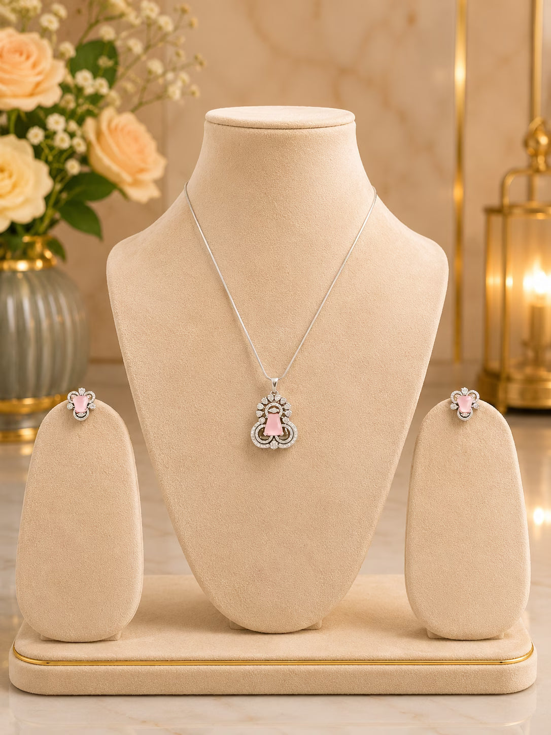 Blush Pink Designer Pendant Set