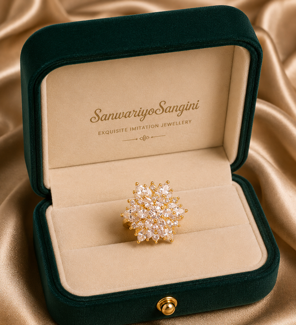 Princess Diamond Look Statement Ring