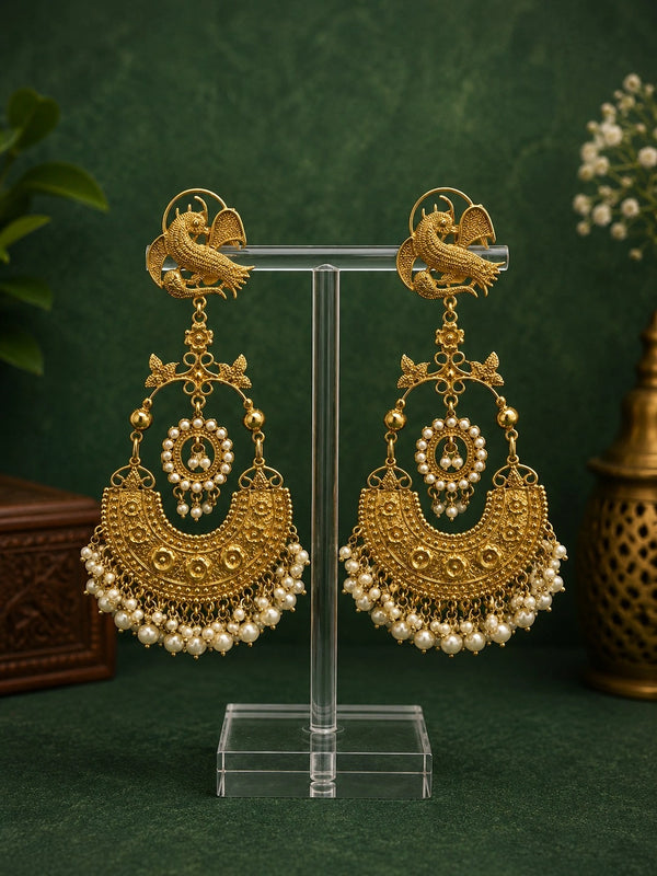 Rajsi Mayur Pearl Chandbali Earrings