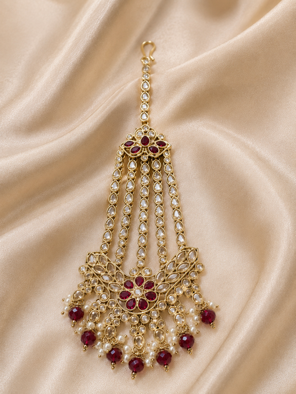 Rajsi Ruby Pearl Maang Tikka