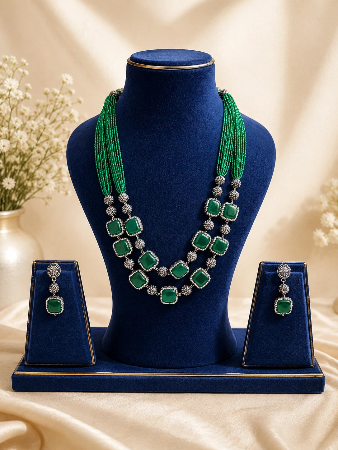 Rajwadi Emerald Bead Necklace