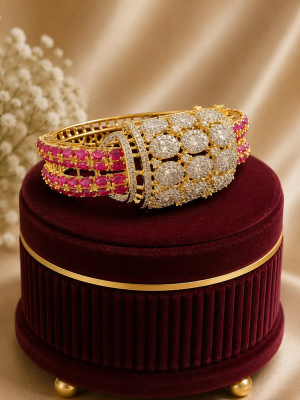 Rajwadi Ruby Crystal Kada
