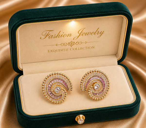 Rajwadi Swirl Designer Stud Earrings