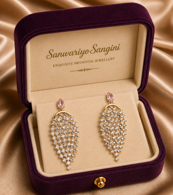 Rose Quartz Crystal Waterfall Earrings