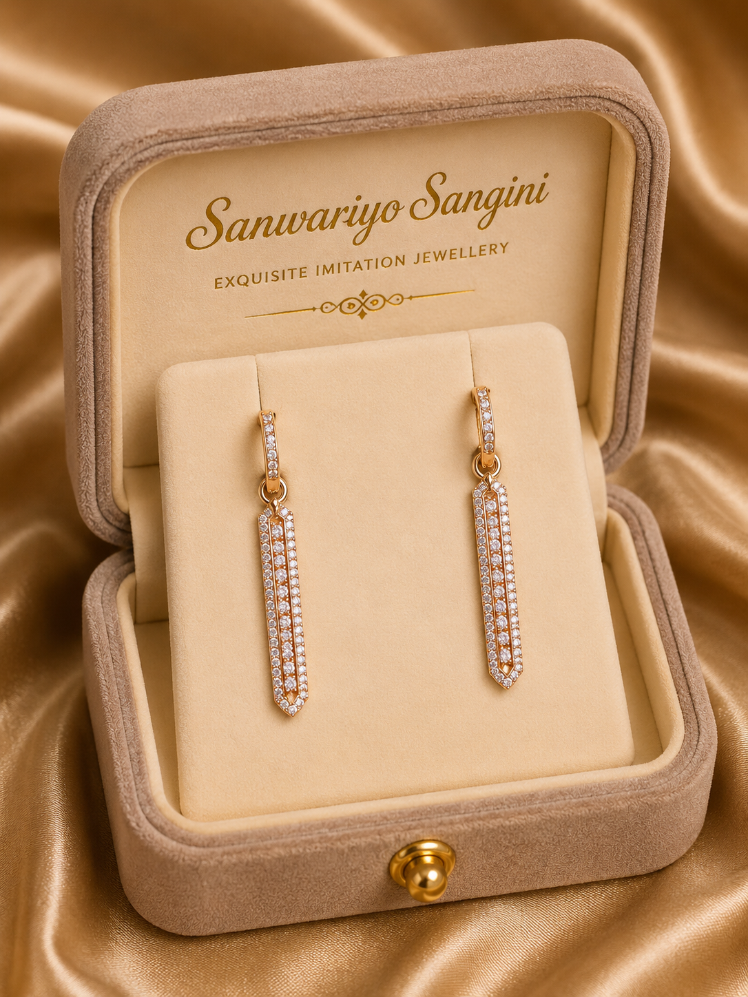 Royal CZ Bar Drop Earrings