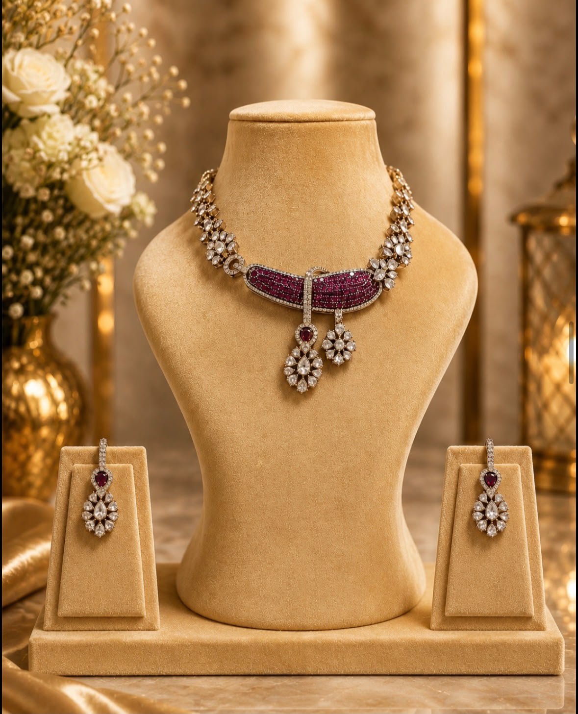 Ruby Elegance Kundan Necklace Set