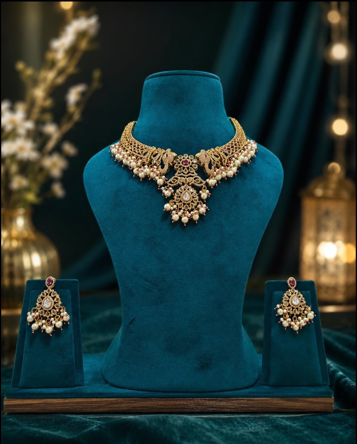 Regal Peacock Kundan Necklace Set