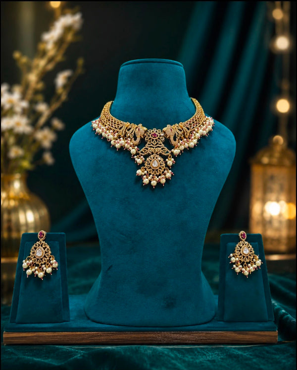 Regal Peacock Kundan Necklace Set