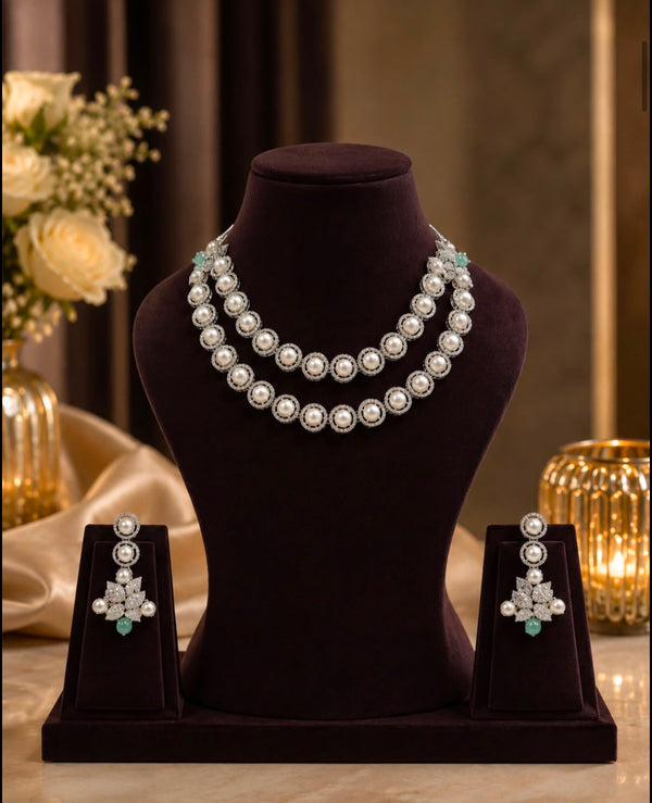 Elegant Double-Layer Pearl Necklace Set