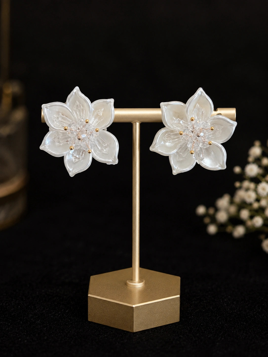 White Orchid Pearl Earrings